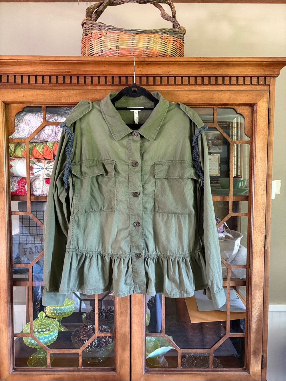 Matilda Jane Olive Green Utility Jacket with Ruffle Hem